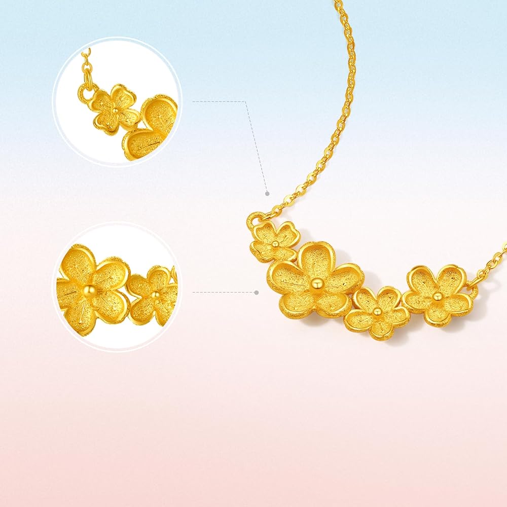 Amazon.com: ZHOU LIU FU Pendant Necklace 24K Gold Flower